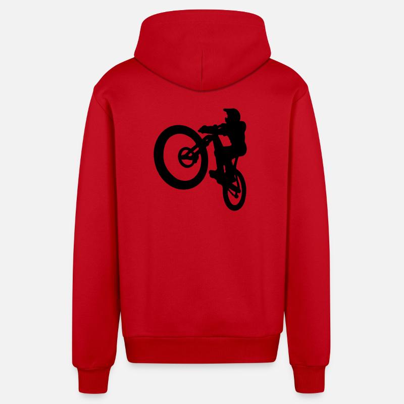 Saut VTT - Veste à capuche bio décontractée fabriquée en UE - rouge