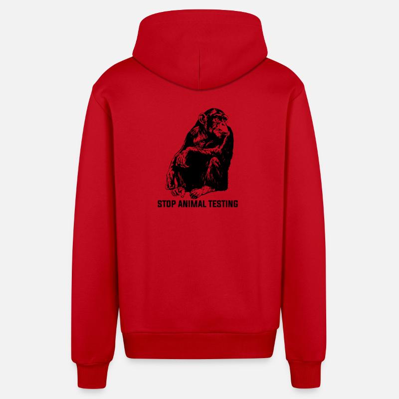 Stop Animal Testing Stoppe l’expérimentation animale - Veste à capuche bio décontractée fabriquée en UE - rouge
