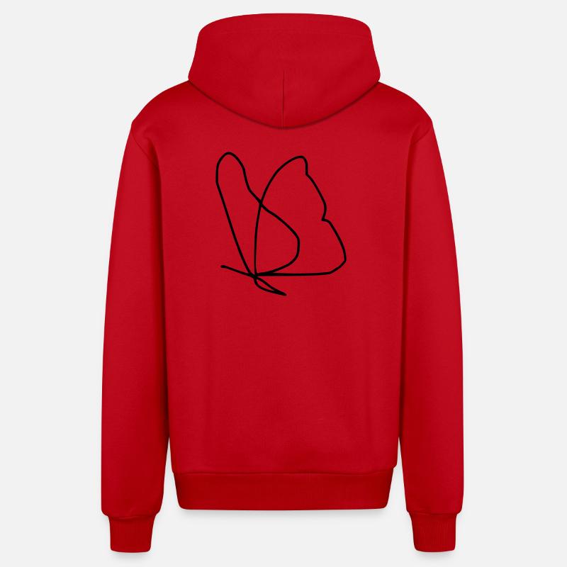 Papillon - Veste à capuche bio décontractée fabriquée en UE - rouge