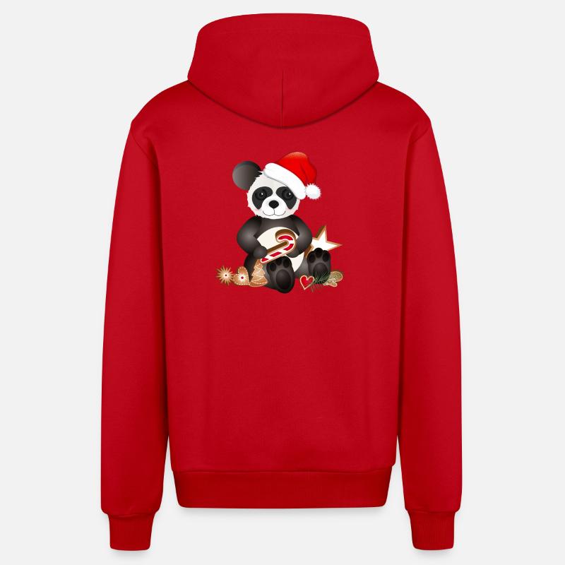 petit panda sucré pour Noël - Veste à capuche bio décontractée fabriquée en UE - rouge