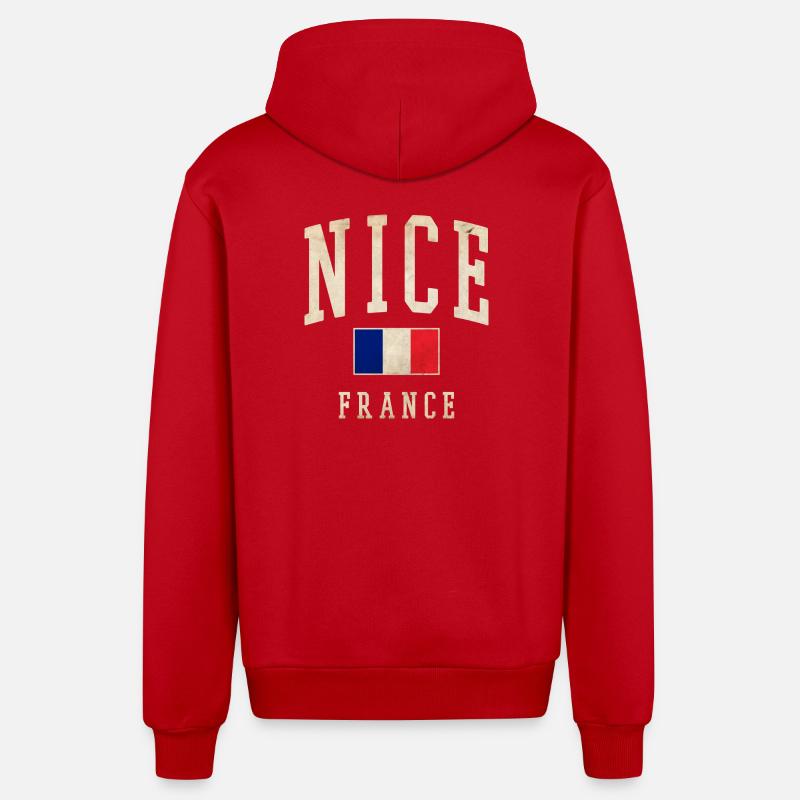 Beau drapeau français - Veste à capuche bio décontractée fabriquée en UE - rouge