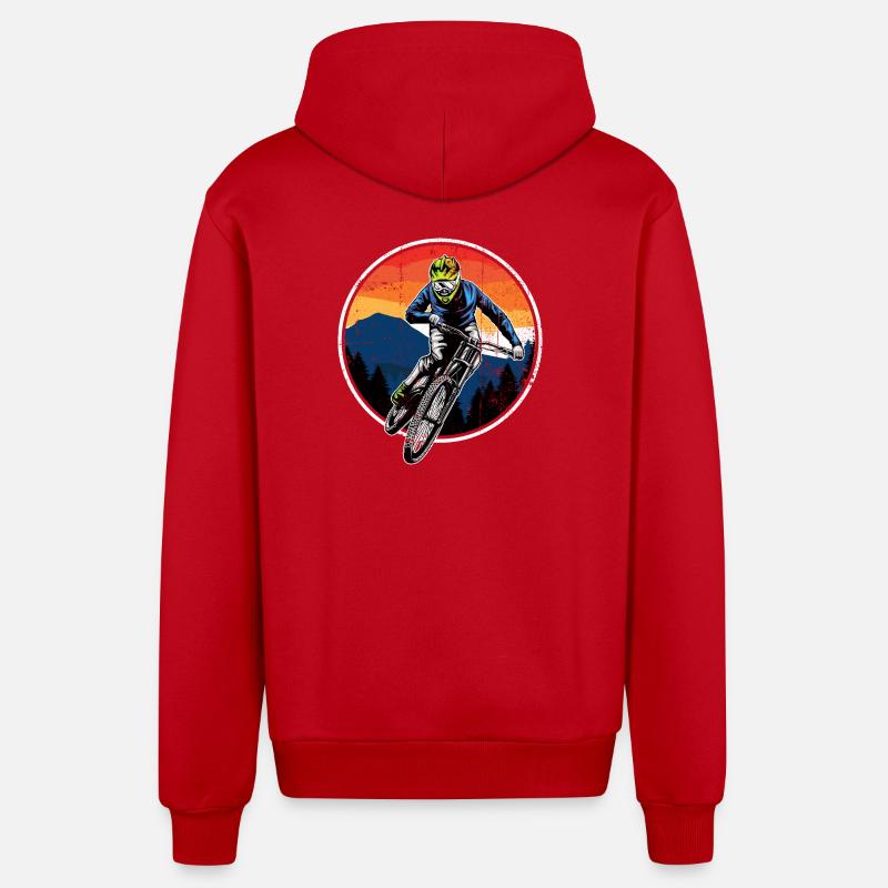 Sunset Trail VTT - Veste à capuche bio décontractée fabriquée en UE - rouge