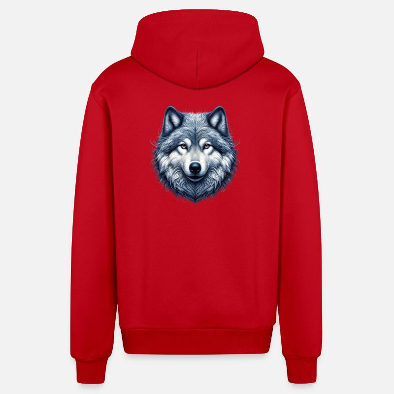 Wolf - Organic Relaxed Hooded Jacket Made in EU - red