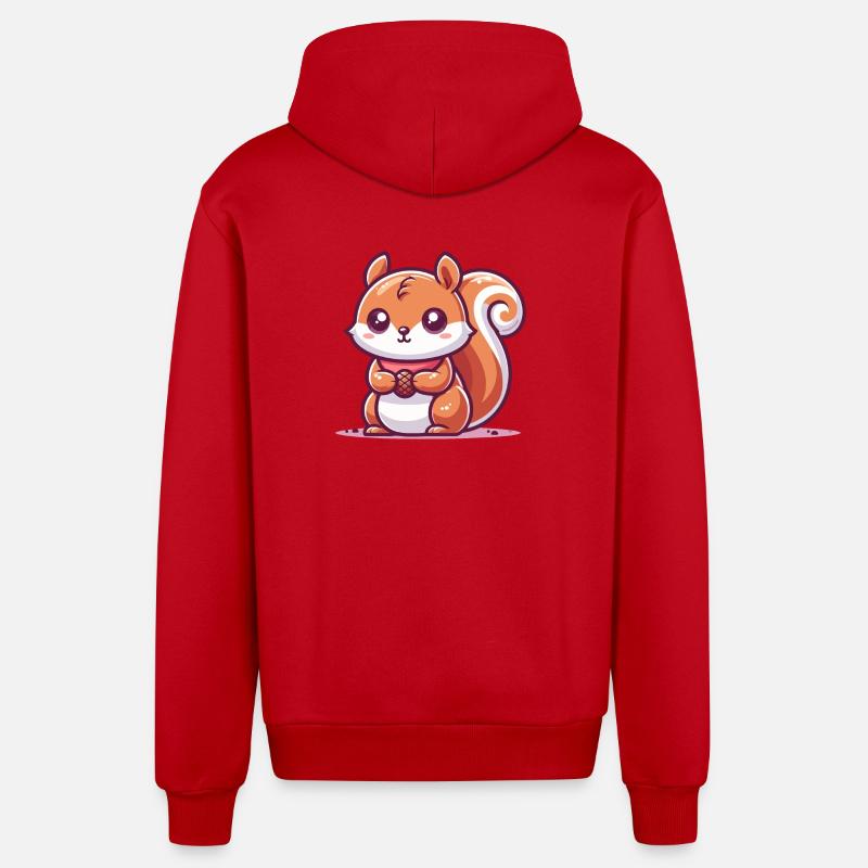 Ecureuil avec une graine - Veste à capuche bio décontractée fabriquée en UE - rouge