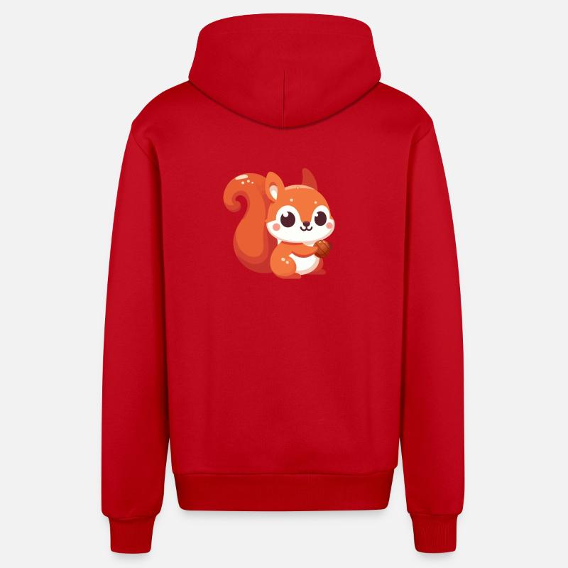 Chibi Squirrel Kawaii - Organic Relaxed Hooded Jacket Made in EU - red