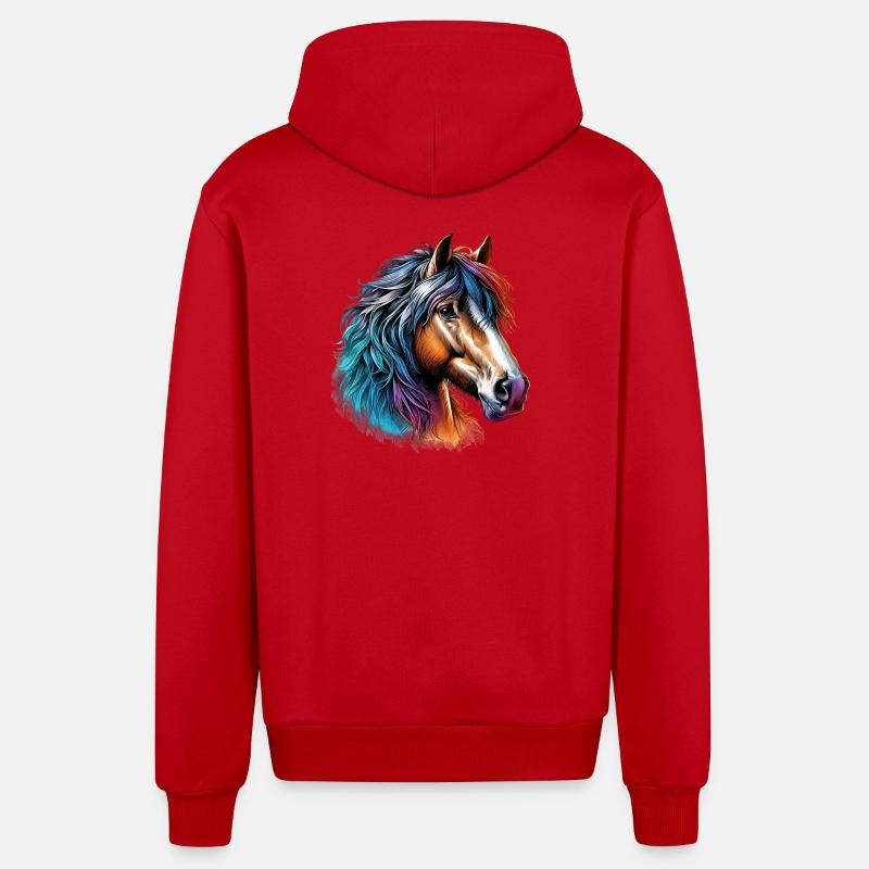 Cheval - Veste à capuche bio décontractée fabriquée en UE - rouge