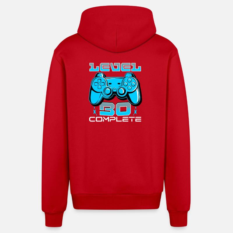 Level 30 Complete Gamepad - Organic Relaxed Hooded Jacket Made in EU - red