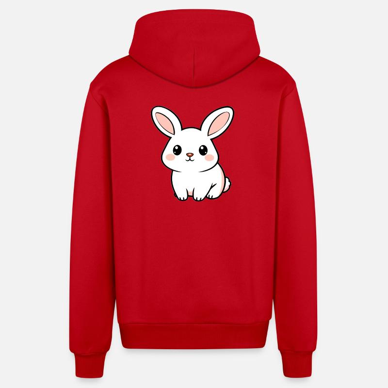Lapin blanc - Veste à capuche bio décontractée fabriquée en UE - rouge