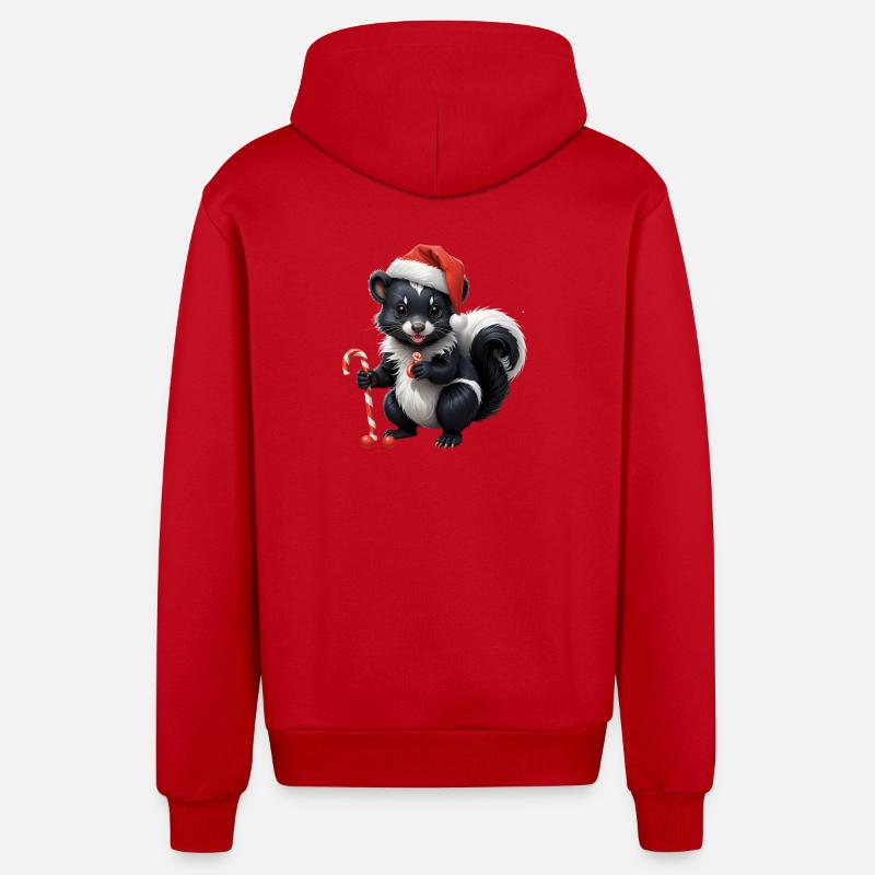 Moufette de Noël sucrée avec canne - Veste à capuche bio décontractée fabriquée en UE - rouge