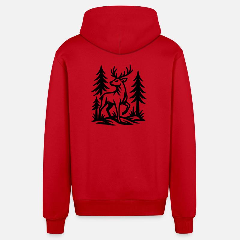 chevreuil - Veste à capuche bio décontractée fabriquée en UE - rouge