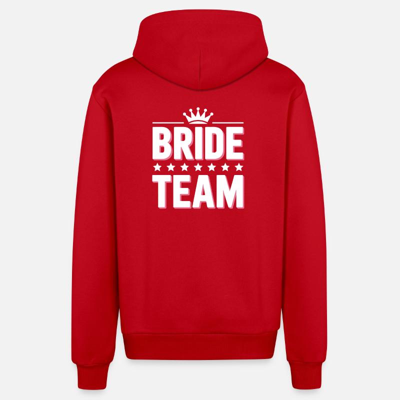 Brautteam Krone Team Bride - Organic Relaxed Kapuzenjacke Made in EU - Rot