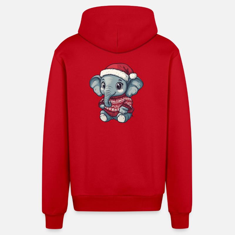 Noël de Noël avec éléphants - Veste à capuche bio décontractée fabriquée en UE - rouge
