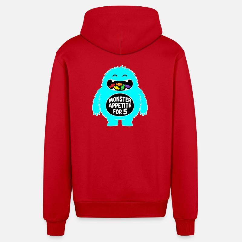 5e anniversaire de Monster Appetite - Veste à capuche bio décontractée fabriquée en UE - rouge