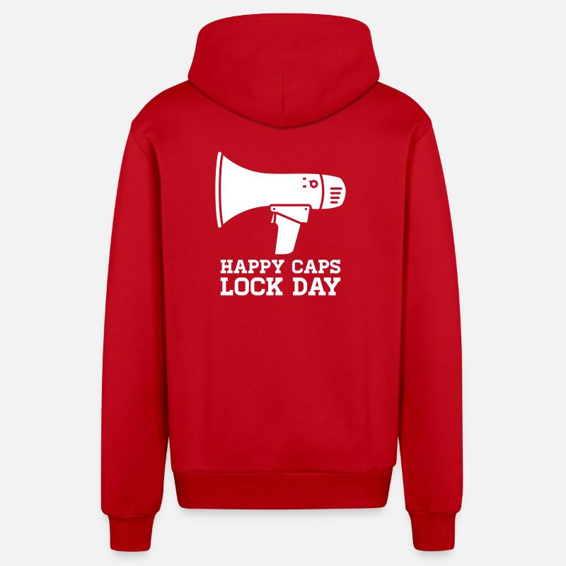 Megafon Happy Caps Lock Day Nerd  - Organic Relaxed Kapuzenjacke Made in EU - Rot