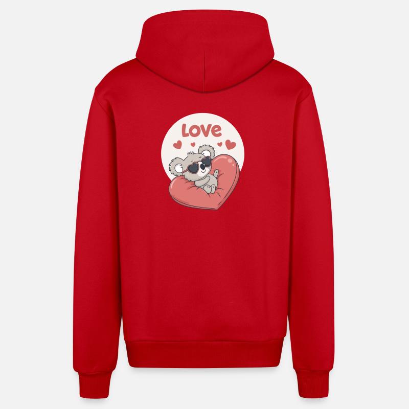 Koala Coeur en Couleurs - Veste à capuche bio décontractée fabriquée en UE - rouge
