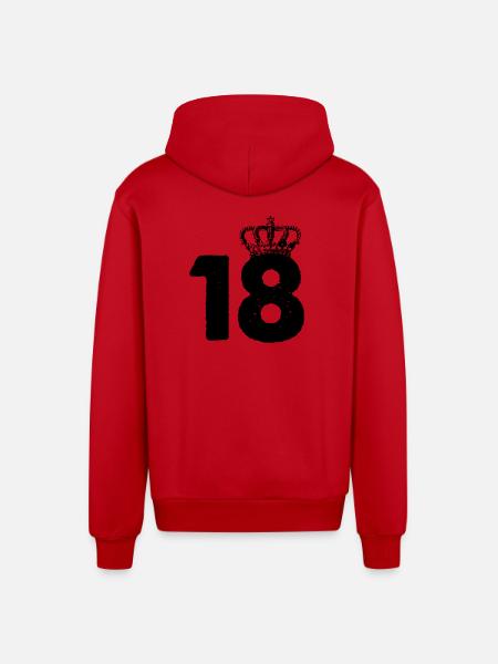 18 Crowns - Organic Relaxed Hooded Jacket Made in EU - red