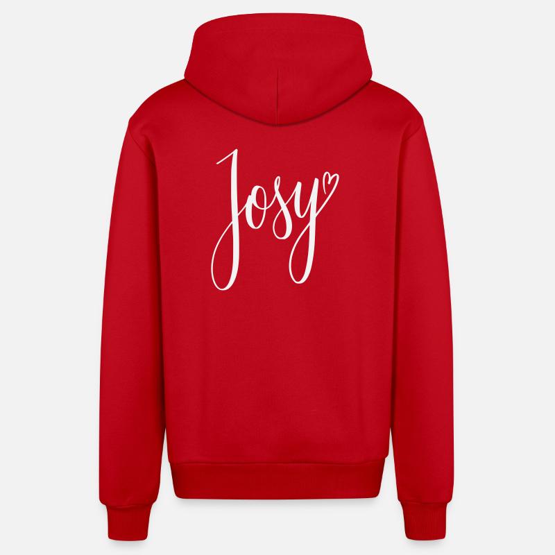 Josy Script Herz-Design - Organic Relaxed Kapuzenjacke Made in EU - Rot