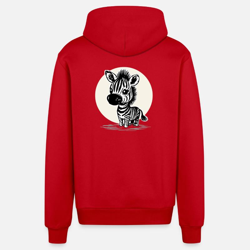 Zèbre mignon – Motif d’animal mignon - Veste à capuche bio décontractée fabriquée en UE - rouge