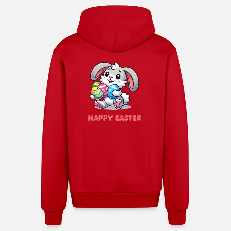 Bunny Easter Bunny Comic - Organic Relaxed Hooded Jacket Made in EU - red
