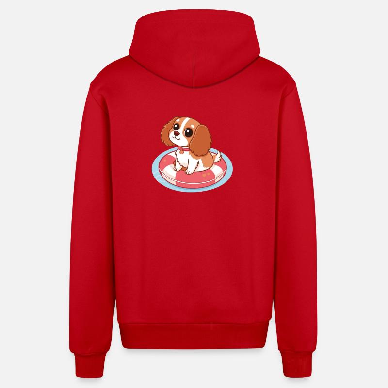 Chiot Mignon sur Bouée Flottante - Veste à capuche bio décontractée fabriquée en UE - rouge
