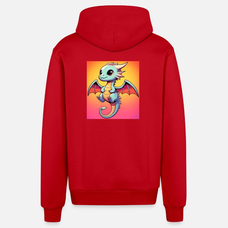dragon - Veste à capuche bio décontractée fabriquée en UE - rouge