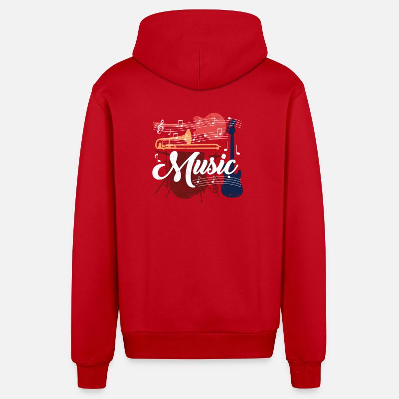 Motif musical vif avec instruments - Veste à capuche bio décontractée fabriquée en UE - rouge