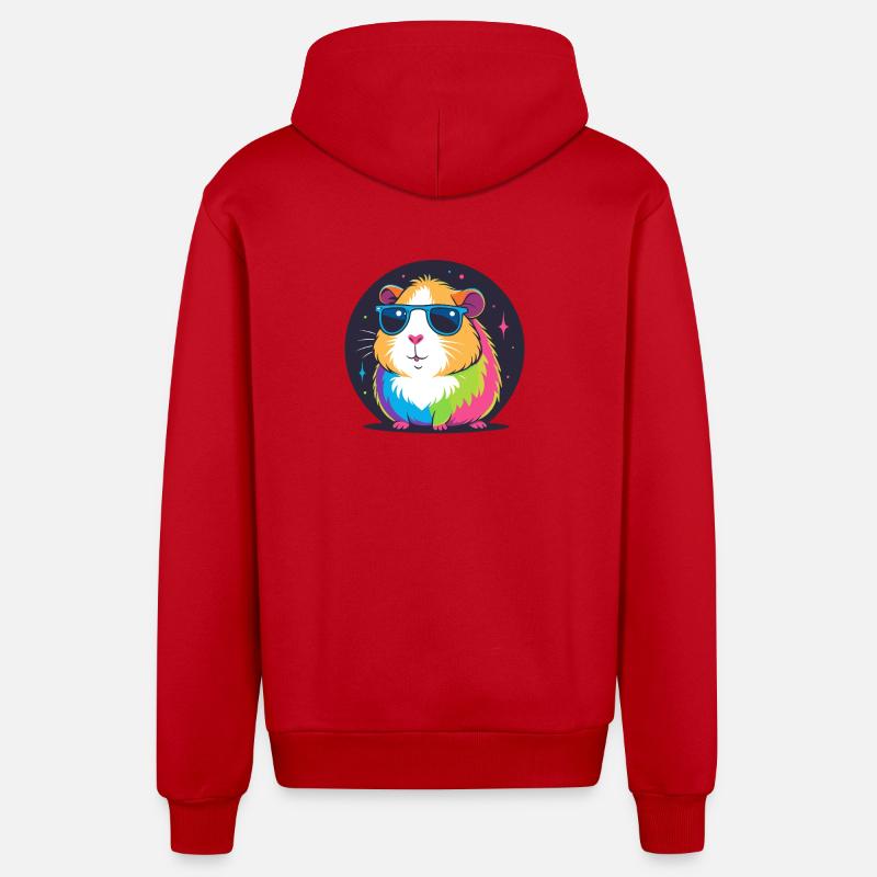 Hamster arc-en-ciel lunettes de soleil - Veste à capuche bio décontractée fabriquée en UE - rouge