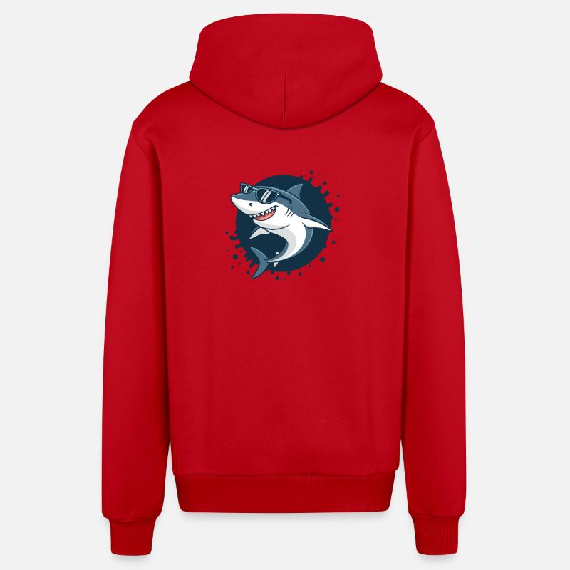 Requin Lunettes Soleil Stylé - Veste à capuche bio décontractée fabriquée en UE - rouge
