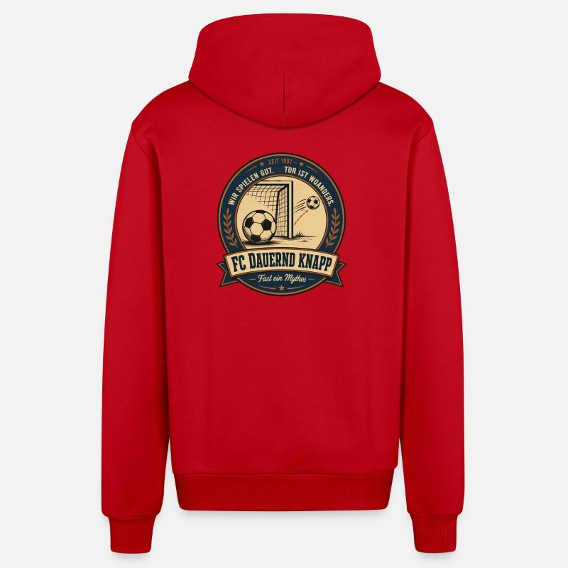 FC Dauernd Knapp - Organic Relaxed Kapuzenjacke Made in EU - Rot