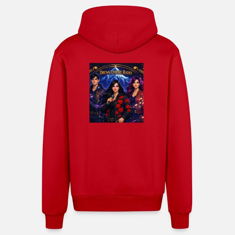 Radio Banner Tee - Veste à capuche bio décontractée fabriquée en UE - rouge