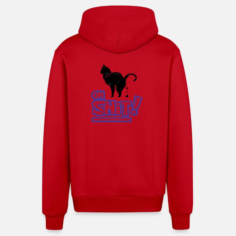 Kat Oh Shit Graffiti Exclamation - Organic Relaxed Hooded Jacket Made in EU - red