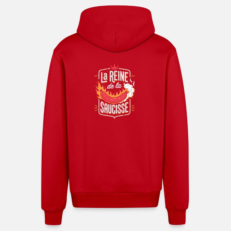 La Reine de la Saucisse - Veste à capuche bio décontractée fabriquée en UE - rouge