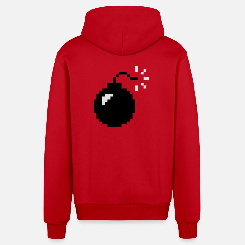 Pixel Bomb | Bombe | Explosion - Veste à capuche bio décontractée fabriquée en UE - rouge