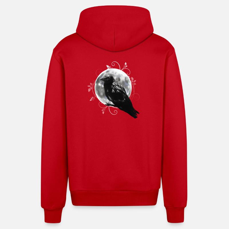 Corbeau lune - Veste à capuche bio décontractée fabriquée en UE - rouge