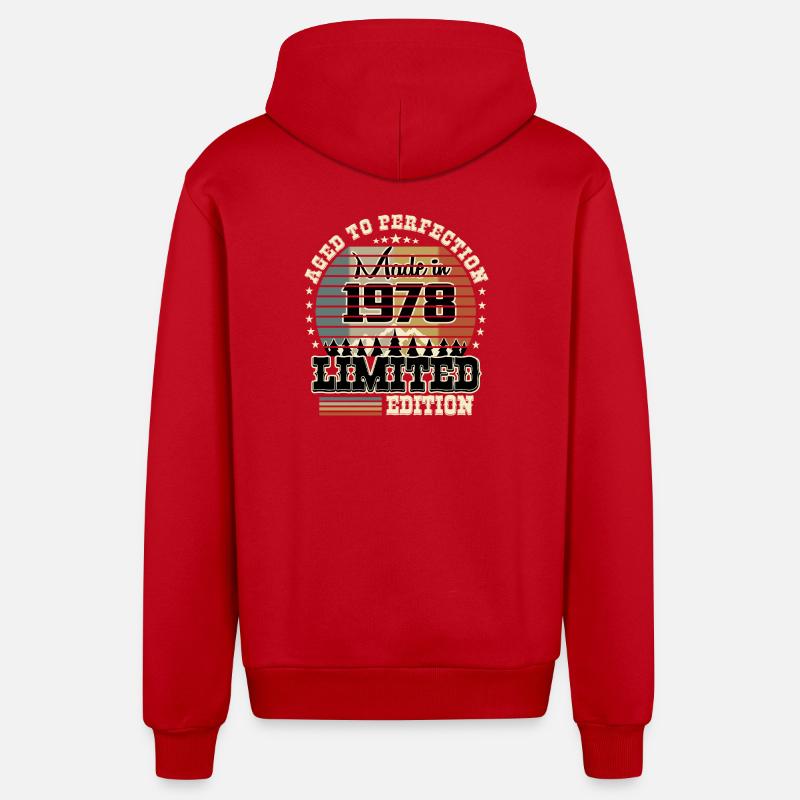 Édition limitée 1978 - Veste à capuche bio décontractée fabriquée en UE - rouge