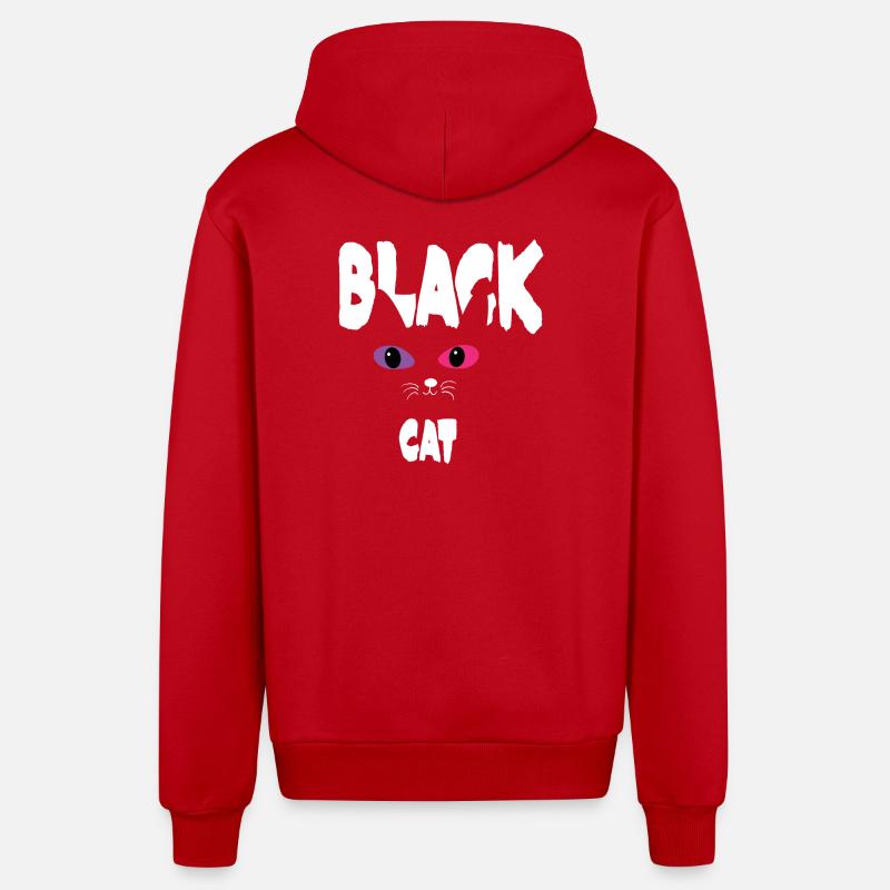 Chat Noir Blanc - Veste à capuche bio décontractée fabriquée en UE - rouge