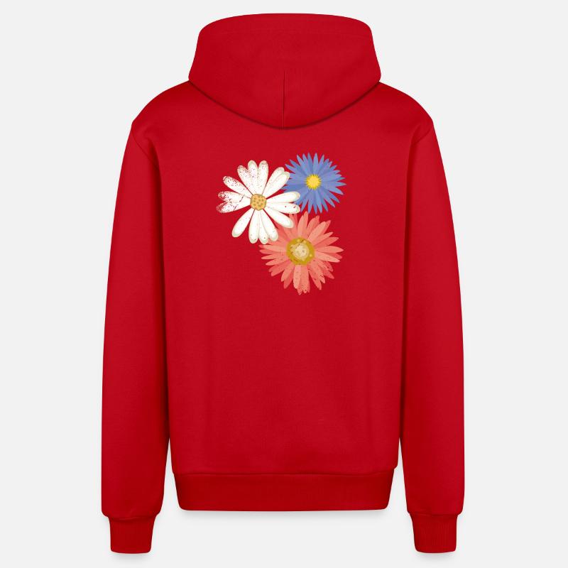 3 fleurs - Veste à capuche bio décontractée fabriquée en UE - rouge