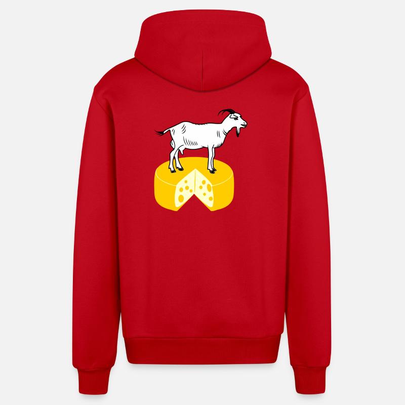 Blanc de chèvre sur fromage - Veste à capuche bio décontractée fabriquée en UE - rouge