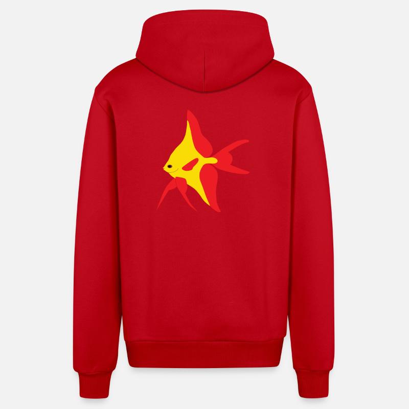 Poisson drapeau rouge et jaune - Veste à capuche bio décontractée fabriquée en UE - rouge