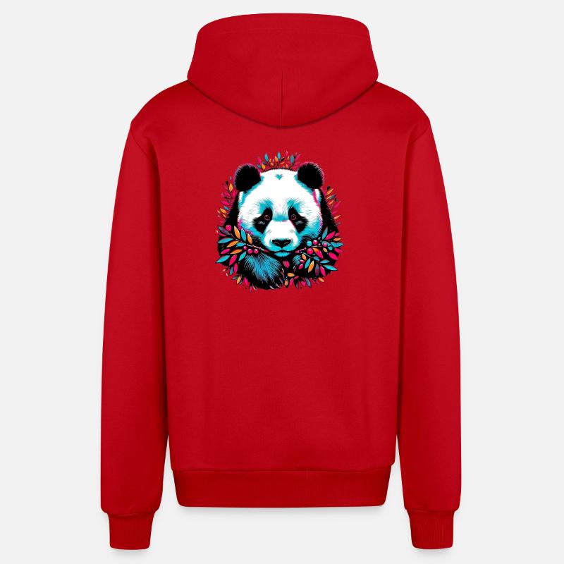 Panda - Veste à capuche bio décontractée fabriquée en UE - rouge