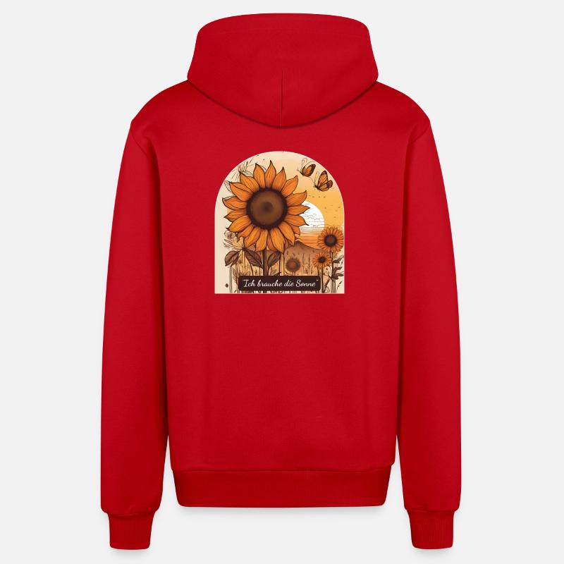 Du soleil pour l’âme - Veste à capuche bio décontractée fabriquée en UE - rouge