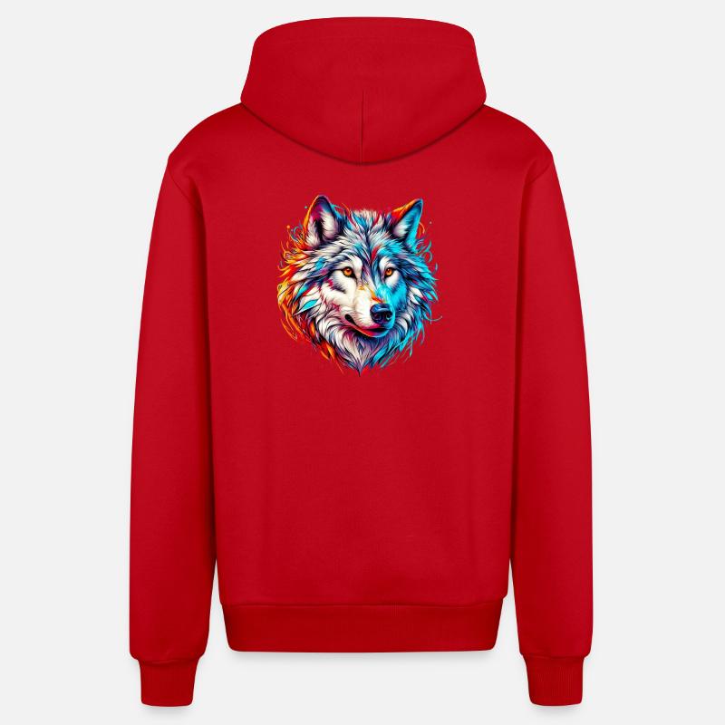 Wolf - Organic Relaxed Kapuzenjacke Made in EU - Rot
