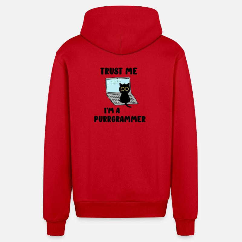 Croyez-moi, je suis un ronronneur - Veste à capuche bio décontractée fabriquée en UE - rouge