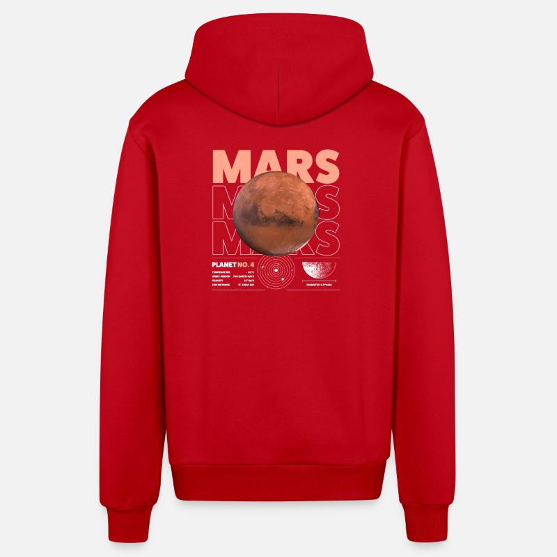 Détails de Mars - Veste à capuche bio décontractée fabriquée en UE - rouge