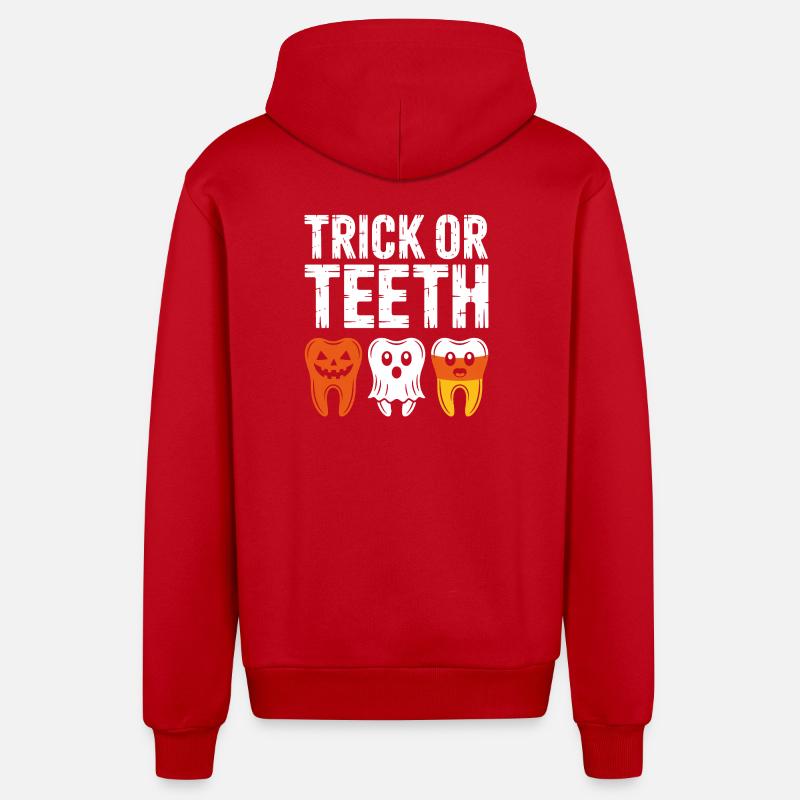 Trick oder Teeth Halloween-T-Shirt - Organic Relaxed Kapuzenjacke Made in EU - Rot