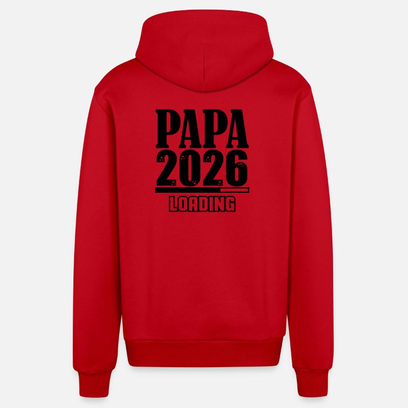 Papa 2026 Loading - Organic Relaxed Hooded Jacket Made in EU - red