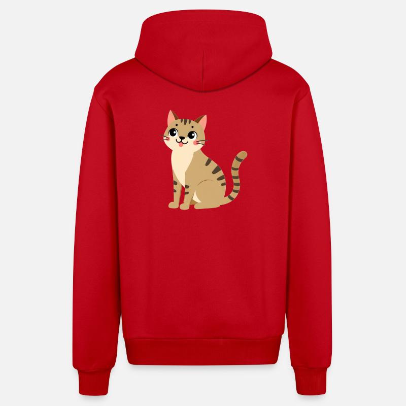 Chat - Veste à capuche bio décontractée fabriquée en UE - rouge