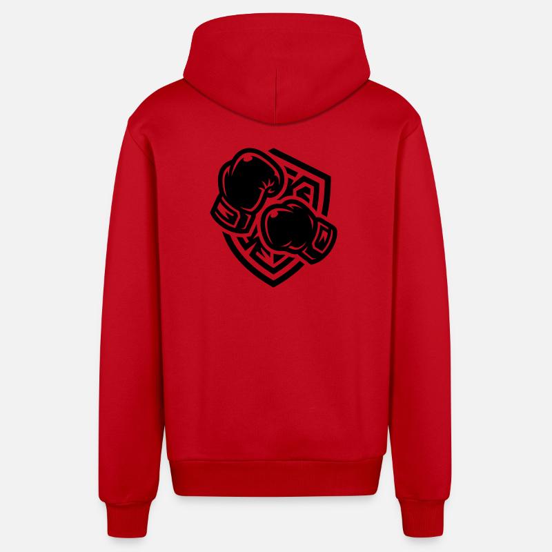 Gants de boxe Armoiries Boxe - Veste à capuche bio décontractée fabriquée en UE - rouge
