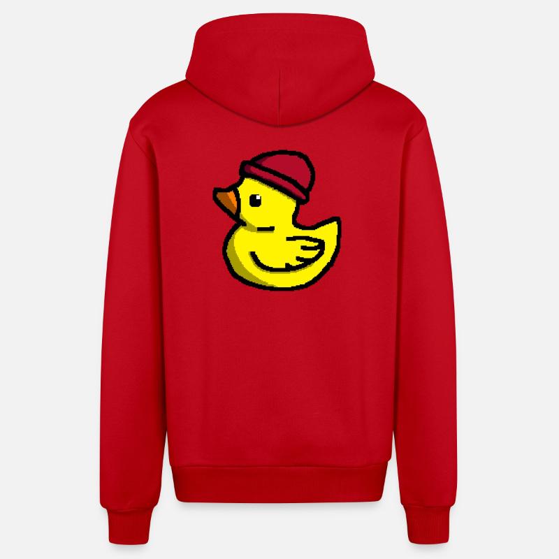Mignon Pixel Duck en Tuque Rouge - Veste à capuche bio décontractée fabriquée en UE - rouge