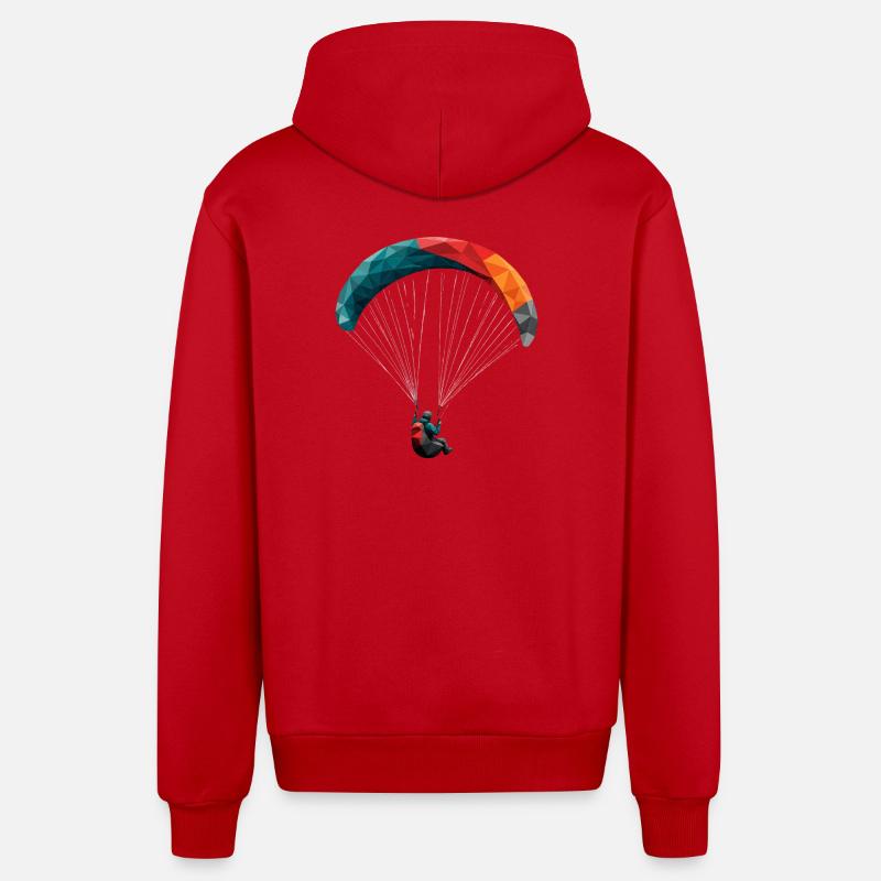 Panodesign géométrique du parapente - Veste à capuche bio décontractée fabriquée en UE - rouge